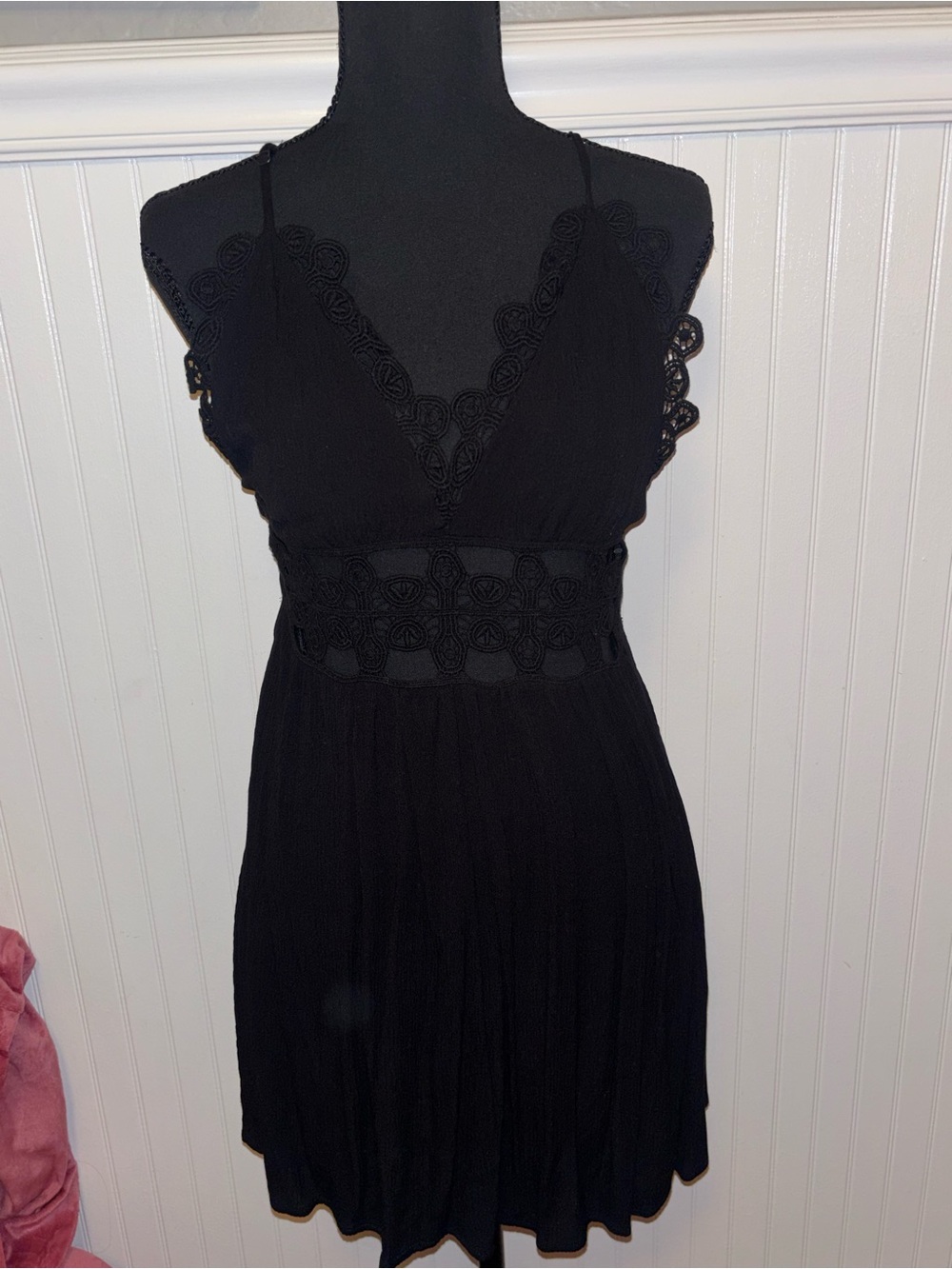 Forever 21 Black Mini Dress with Lace Trim